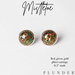 PLUNDER “MISTLETOE” DOME STUD EARRINGS - BRAND NEW!